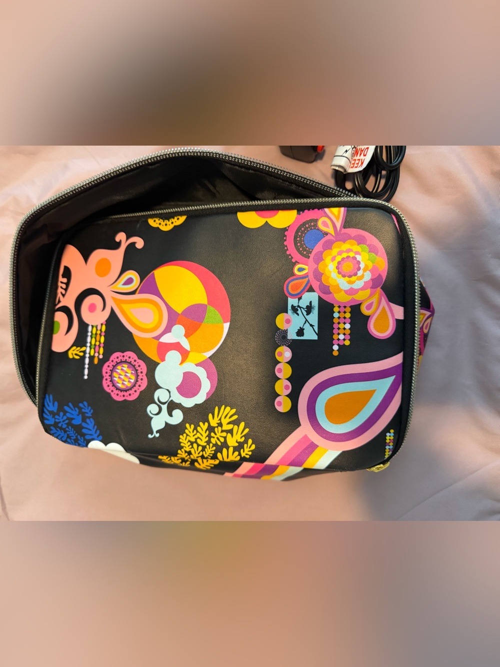 amika Black Travel Hair Dryer with Colorful Floral Pattern and Case - GUC - Picture 3 of 7
